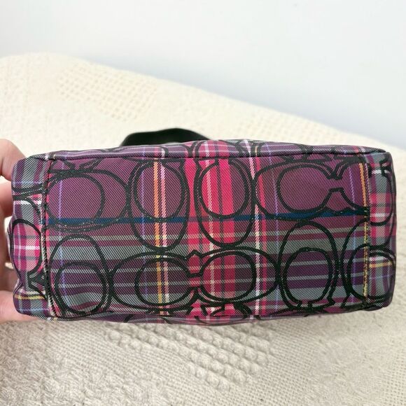 Y2K Coach Signature Tartan Top Handle Pouch F44166 Glitter Demi Mini Bag - Picture 8 of 10